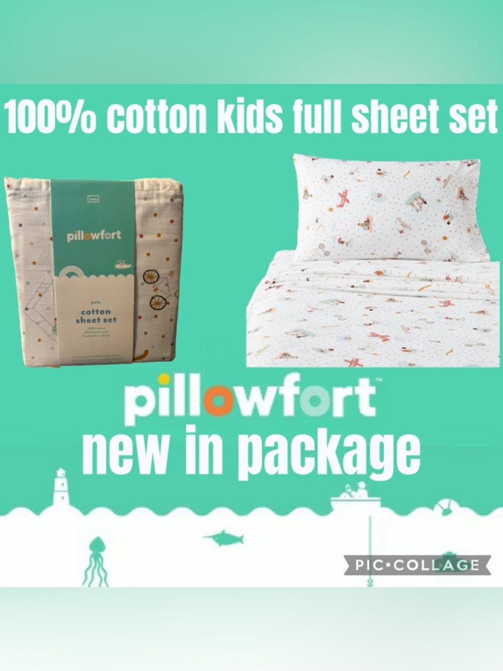 Target Pillowfort 100% Cotton Kids Sheet Set Kids Bedding Size Full Bed